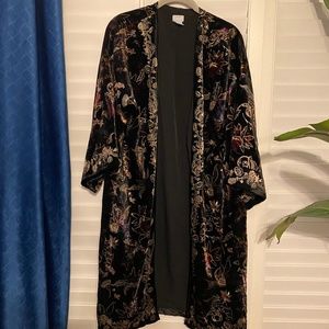 Chico's Black Velvet Floral Kimono